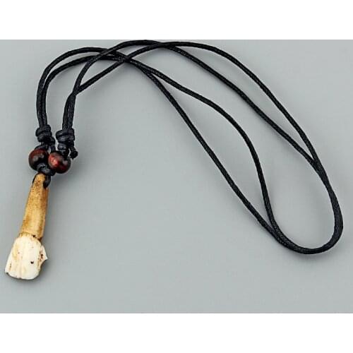 1pcs Real Horse Teeth/Tooth Pendant Necklace Wax Cotton Cord Tribal Adjustable Necklace