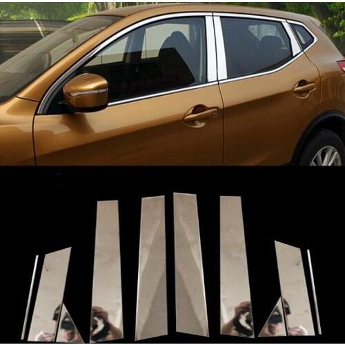 For Nissan Qashqai J11 2014 2015 2016 2017 Car Window Pillar Cover Trim Molding Garnish Accent Strips Stainless Styling 10pcs