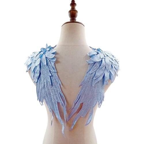 2 Pairs Fashion Large Embroidered Wings Patch Water-Soluble For Clothing Applique Jeans DIY Accessories Cute