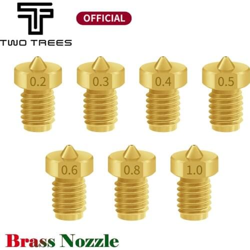 2pcs 3D Printer Parts E3D V6 Version TT Brass Nozzle 0.2 0.3 0.4 0.5 0.6 0.8 1.0mm For 1.75mm Filament E3D Hotend Prusa I3 Mk3