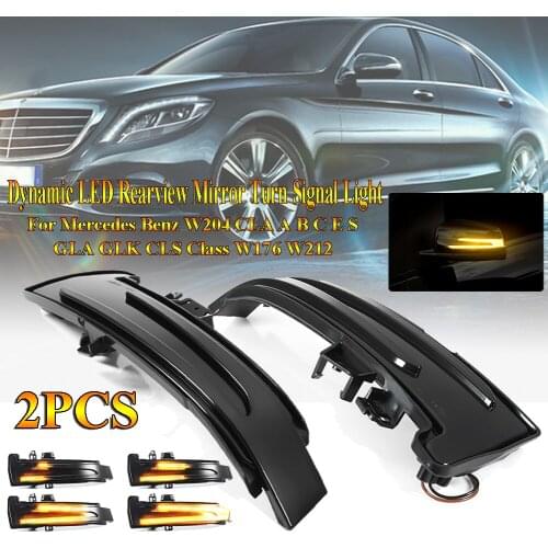2pcs Dynamic Turn Signal Light LED Side Wing Rearview Mirror Indicator Blinker Light For Mercedes Benz W204 W176 W212 Car Light