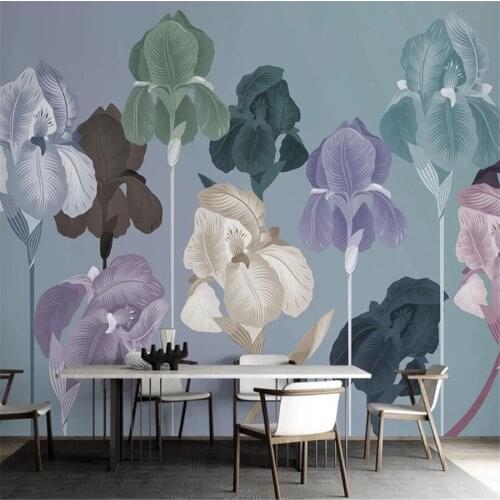 Milofi custom 3D wallpaper mural Nordic hand-painted plants and flowers wallpaper living room bedroom background wall decoration