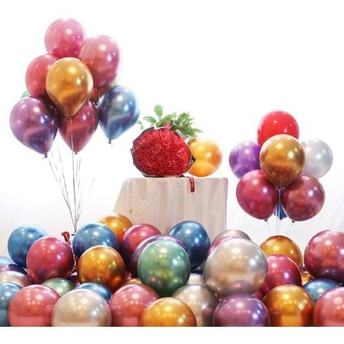 50pcs 5/10/12 inch Glossy Metal Pearl Latex Balloons Thick Chrome Metallic Colors Helium Air Balls Globos Birthday Party Decor