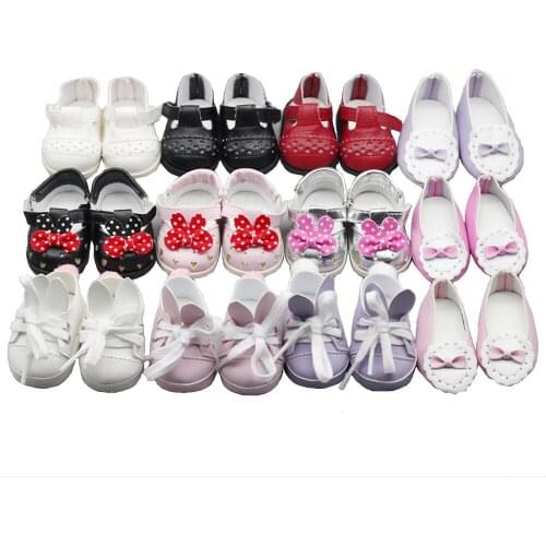 6.5*3cm 1Pair Fashion Pu Doll Shoes for 16-Inch Salon Baby Dolls and 1/4 BJD Dolls Toy Shoes Dolls & Accessories Gift for Kids