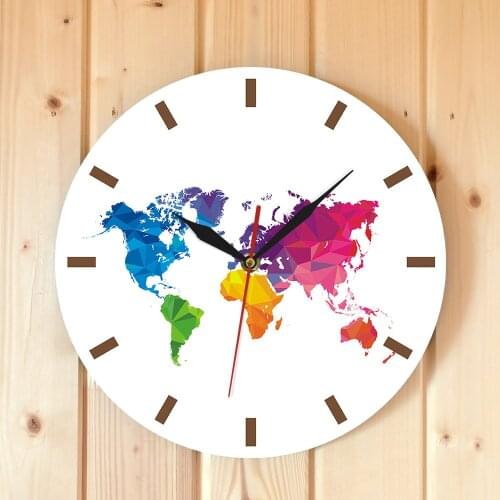 World Map Acrylic Wall Clock Unique Colorful World Map Wall Clock Home Art Decor School Supplies Housewarming Traveler Gift