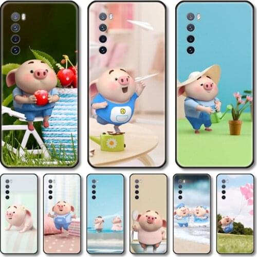 Cute pigs Phone Case For Huawei Nova 2 3 4 5 6 7 8 SE i E Pro Lite black cell shell