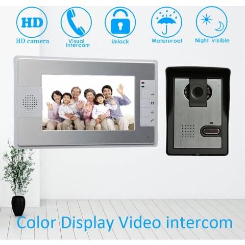 7 inch Color Display 1 to 1 Wired Video Door bell Building intercom System RFID card unlock waterproof camera smart doorbell