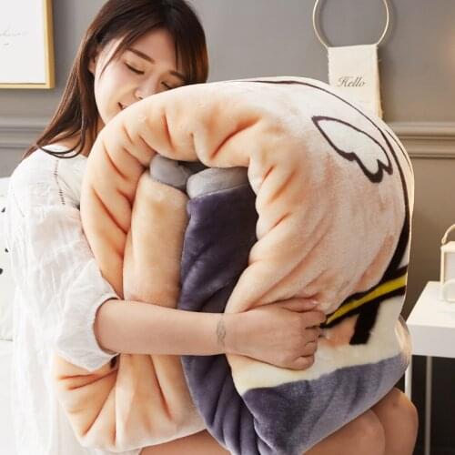 Double layer flange coral fleece blanket with thickened warm blanket for single person in winter