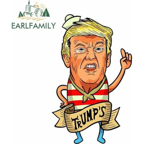 EARLFAMILY 13cm x 8.2cm For Trump Fine Car Stickers Windows Decal Anime Waterproof Scratch-Proof Suitable for VAN RV SUV
