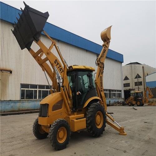 SY747 Backhoe Loader Excavator Bucket Excavation Loading With Cummins Engine