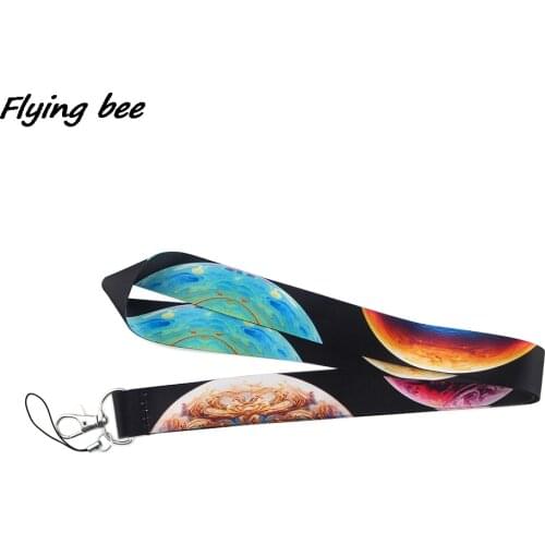 Flyingbee Big Planet Painting Art Key Chain Lanyard Neck Strap For Phone Keys ID Card Creative Lanyards X1213