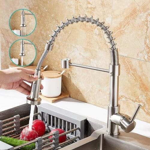 Flexible Black Brass Kitchen Faucet Pull Out Mixer Tap Black Hot Cold Kitchen Faucet Spring Style with Spray Mixers Taps