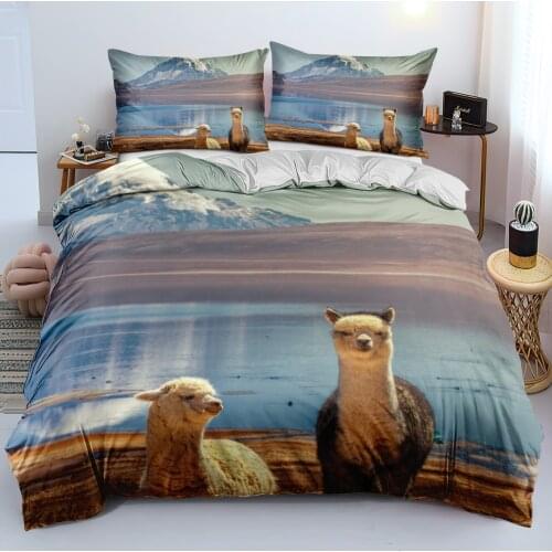 3D Custom Duvet/Quilt/Comforter Cover Set Alpaca of Animal Bedding sets Bed Linen 140x210cm Queen Full King Size Home Texitles
