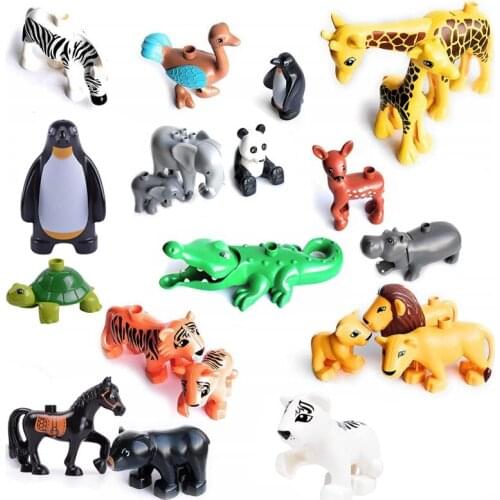 Animal Farm Series Dinosaur Tiger Lion Cat Dog Horse Deer Big Size Building Blocks Compatible with Zoo Bricks Educational Toys
