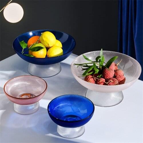 Colorful Transparent Glass Fruit Bowl Creative Glass Simple Design Water Fruit Dish Home Restaurant Hot Storage Fruit Dish