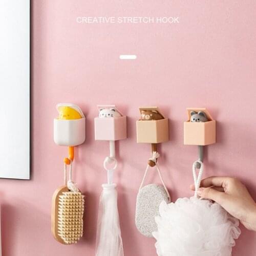 Creative Cat Hook Plastic Storage Rack Punch-free Wall Decoration Wall-mounted Hangers Hooks Coat Holder Home Storage Supplies