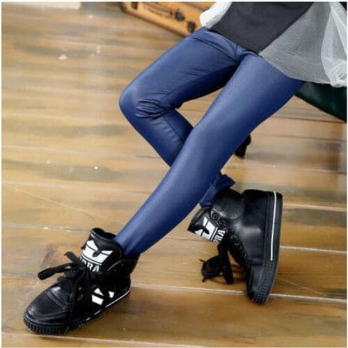 2-12Y Girls Leggings Spring Autumn Kids Skinny Trousers Children Winter Clothing Girl Warm Pencil Pants Faux PU Leather Legging