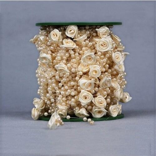 50 yards Fishing Line Artificial Pearls Flower Beads Chain Garland Flowers Wedding Party Decoration Decoration Mariage Supply