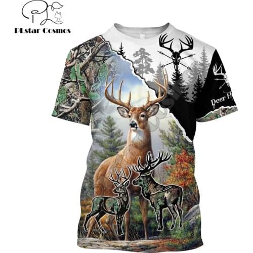 Summer Cool Hipster Men t-shirt Animal Deer/Moose Hunting 3D Printed Harajuku Short sleeve T shirt Unisex Casual tops TX0198