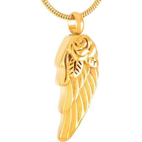 MJD8371 Angel Wing Cremation Pendants Ashes Jewelry 316L Stainless Steel Memorial Necklace