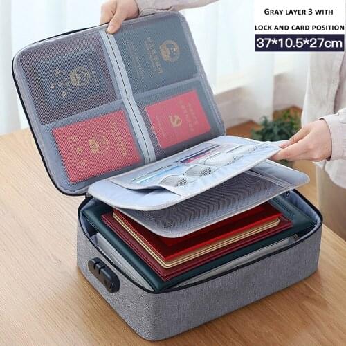 Multifunctional File Storage Bag Briefcase Business Trip Certificate Organize Bag For Home Waterproof Safe Storage Box