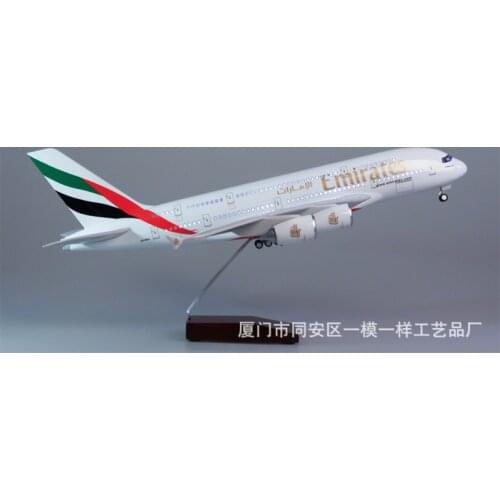 1/160 Large Size 45.5cm Aircraft Model Airbus A380 Aircraft Model With Light And Wheel Die-cast Plastic Resin Aircraft Model Toy