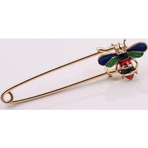 Fashion enamel little bee vintage exquisite gold-plated big safety pin collar pin clothing accessories brooch badge jewelry gift