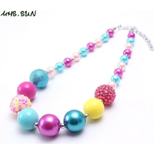 MHS.SUN Fashion Style Colorful Kids Girls Chunky Beads Necklace Baby Girls Bubblegum Beads Necklace Charm Chunky Jewelry Gifts