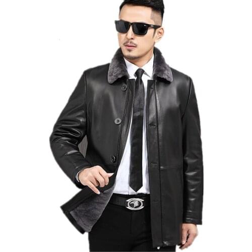 Mens Leather Jacket Winter Jacket Men Natural Wool Fur Coat Male Genuine Sheepskin Luxury Warm Jackets Plus Size Chaqueta Y1682