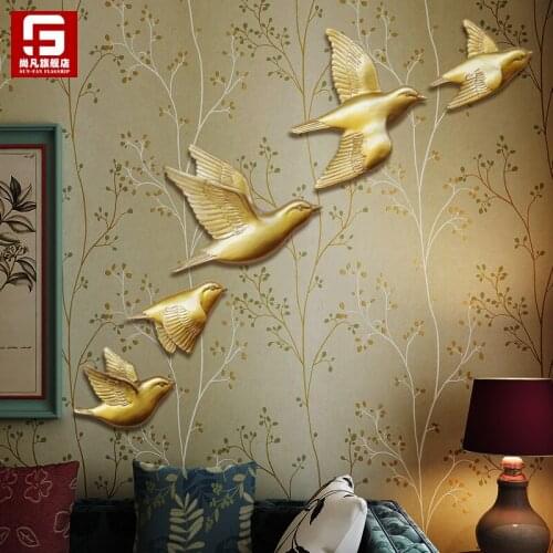 5 set head Arts Crafts Where is bird hanging European bedroom wall decoration creative restaurant wall three-dimensional m