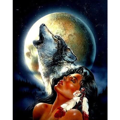 Beauty and wolf Needlework Cross stitch sets Aida 14CT Unprinted Embroidery kits Arts Cross-Stitching,DIY Handmade home Decor
