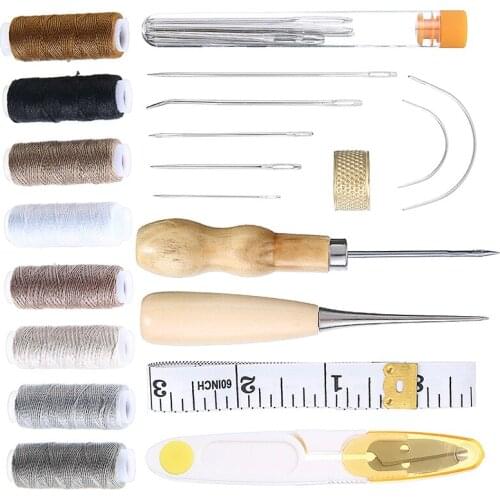 29pcs Leather Craft Hand Stitching Sewing Tools Kit Upholstery Repair Needle Suitable For Professional Or Beginner