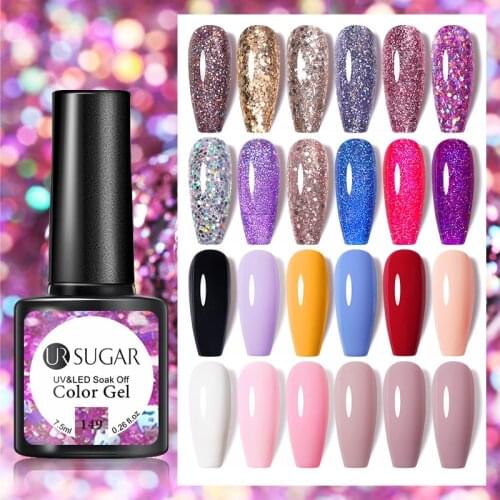 UR SUGAR Platinum Glitter UV Gel Nail Polish Semi Permanent Shiny Diamond sparkly Soak Off UV Led Nail Art varnish Sequins Gel