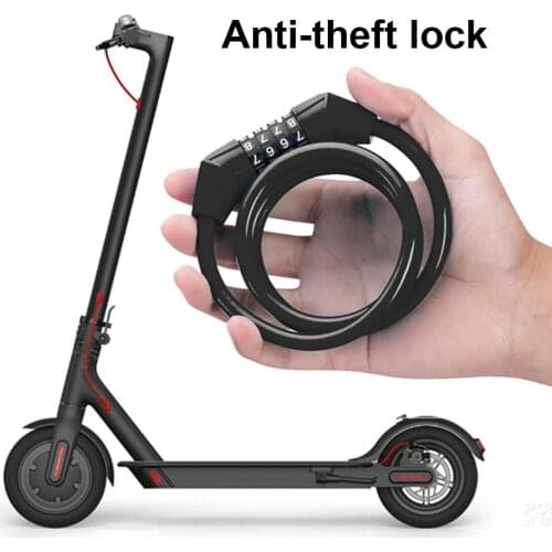 4 Digit Password Lock MTB Anti-theft Security Code Steel Cable Lock For Mountain Bike Motorcycles M365 Electric Scooters