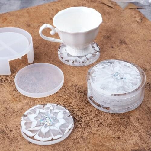 DIY Crystal Epoxy Coaster Mold Square Round Silicone Coaster Molds Epoxy Resin Storage Box Silicone Mold for Resin Coaster