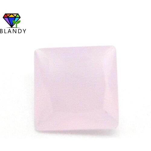 Size 2x2~12x12mm Square Shape Loose Glass Stone AAAAA Qaulity Princess Cut Milky Pink Synthetic Gems For DIY Jewelry