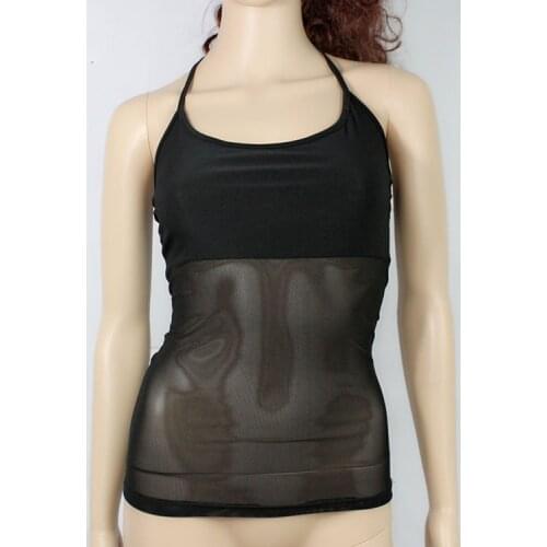 Sexy See Through Halter Mesh Adjustable Bodysuit Camis Transparent Belly Dance Bottom Wear Tank Tops Candy Colors FX20