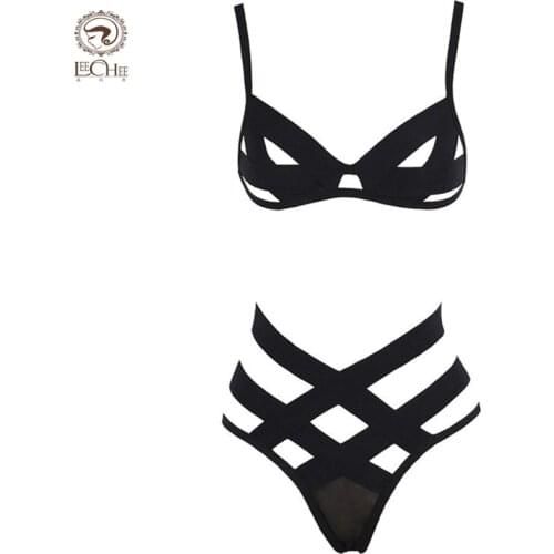 LEECHEE Sexy Lingerie Sexy Perspective Elastic Band Hollow Strap Underwear Sexy Temptation Three-Point Erotic Lingerie Set