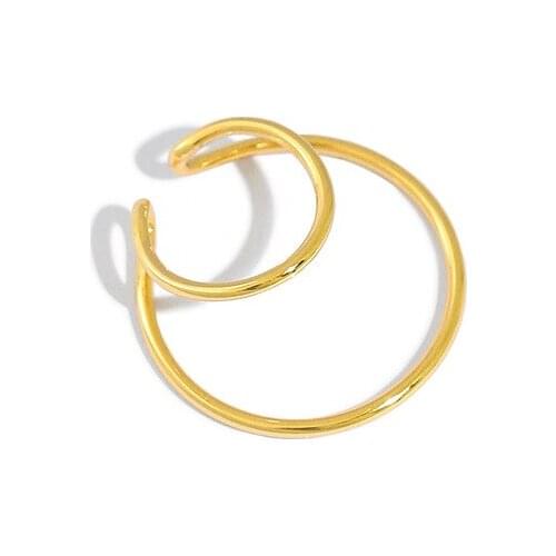 ONLY 1PC (No pierced) 925 Sterling silver White/ Gold Double Rows Line Circles Geometric CLIP Earrings Fine jEWELRY TLE1067