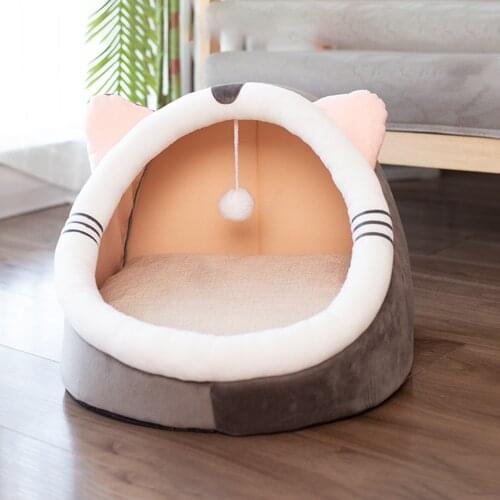 Cozy Sweet Cat Bed Warm Pet Basket Soft Cushion Washable Enclosed Tent Cave House Pet Bed for Small Dogs, Puppy and Kitten