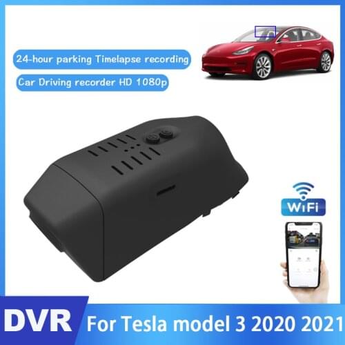 Hidden Driving Video Recorder DVR Control APP Wifi Camera For Tesla model 3 2020 2021 Night vision HD 1080P Registrator Dash Cam