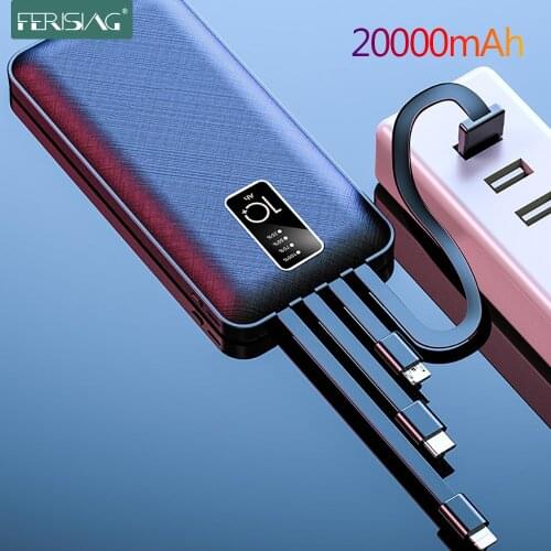 FERISING 20000mAh Power Bank LED Digital Display USB External 10000 20000 mah Pover banks Battery Portable Powerbank for Xiaomi