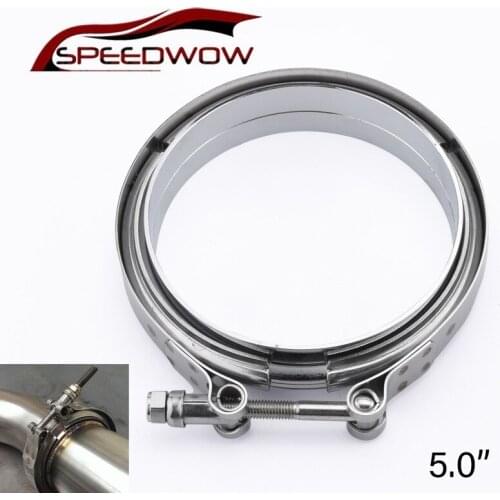 SPEEDWOW 5.0inch 127MM Exhaust Clamp Exhaust V Band Clamp Flange Kit Turbo Intercoole Downpipe Quick Release V Band Clamp