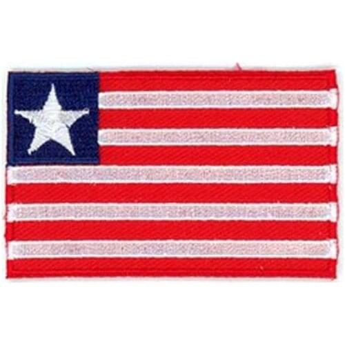 Liberia Flag Embroidered Badges Made by Heat Cut Edge Iron On Backing Free Shipping by Post