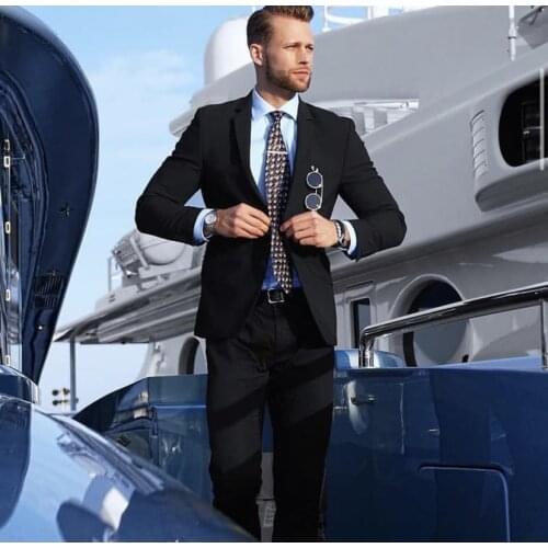 High Quality Black Casual Stylish Wedding Suits Terno Masculino 2 Pieces Slim Fit Blazer (Jacket+Pant+Tie ) Costume Homme