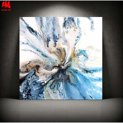 WANGART Minimalist Art Giclee Print Abstract Blue Bold Art Coastal Landscape Wall Pictures For Living Room Home Decor JY598