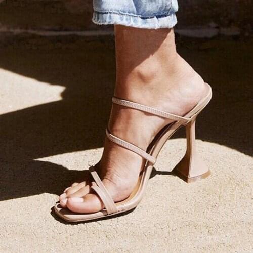 Women Shoes Summer Sandals Women Pumps High Heels Slippers Mules Flip Flops High Heels Sexy Narrow Band Ladies Sandals Heels