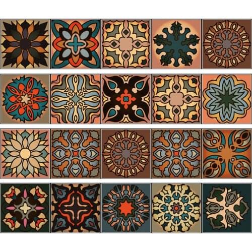 1 Sheet DIY Wall Moroccan Style Geometric Symmetry Tile Sticker Kitchen Home Decor