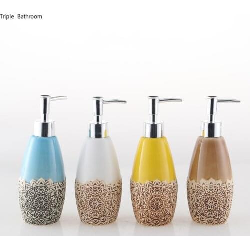 1 pc 320ml Ceramics Soap Dispenser European Style Shampoo Dispenser Bottles Wristband Hand Dispenser Bathroom Accessories