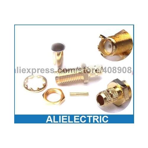 100pcs SMA Female Jack Nut Crimp for RG58 RG142 RG223 RG400 LMR195 Connector
